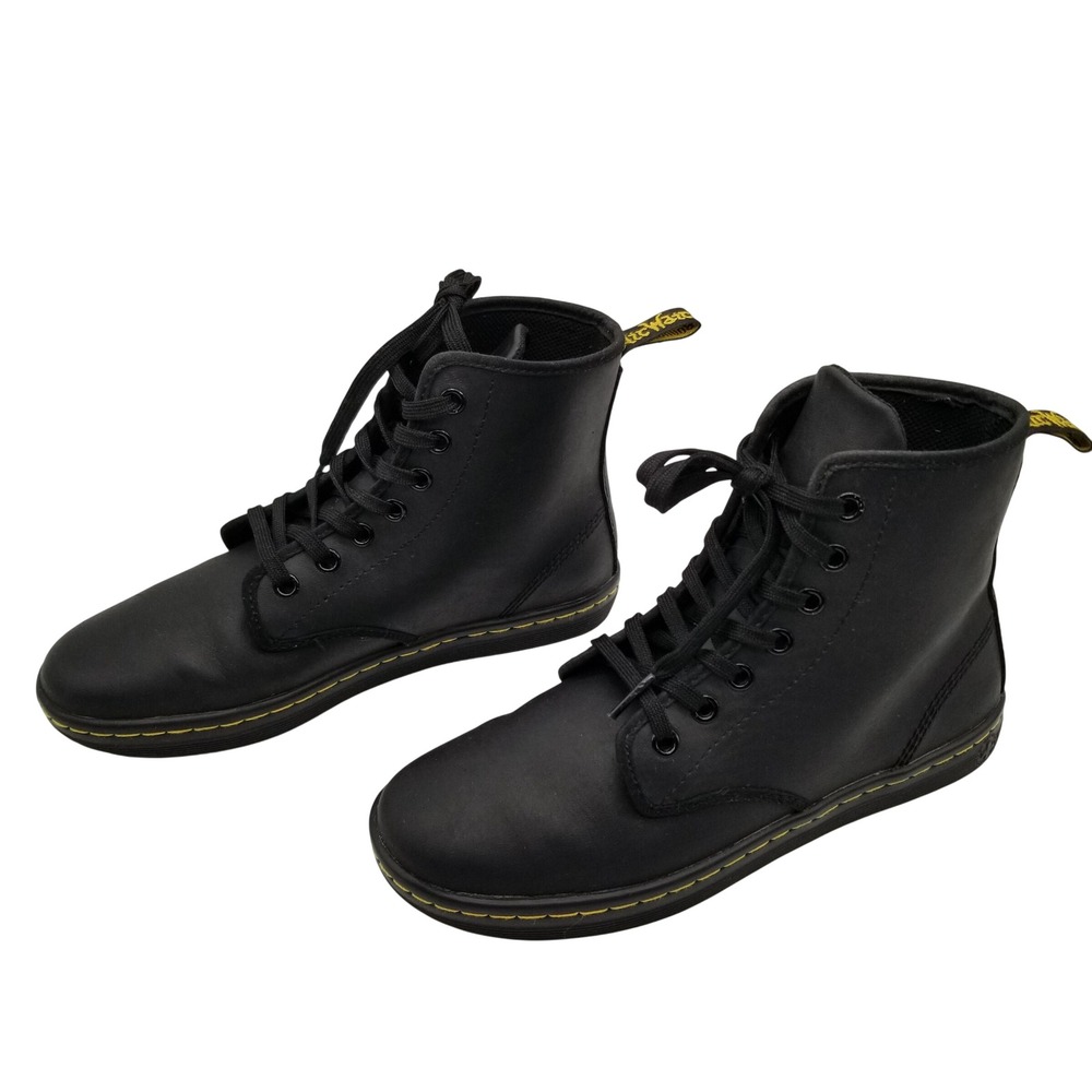 Dr. Martens Shoreditch Boots Women 6 Black Leather 7-Eye High Top Sneaker 330
